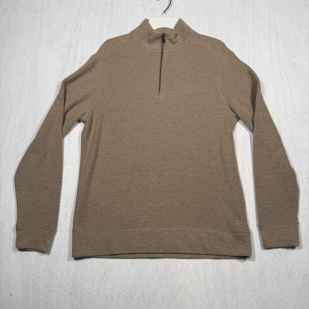 Banana Republic Mens Brown Waffle Knit Quarter Zip Pullover Sweater Medium